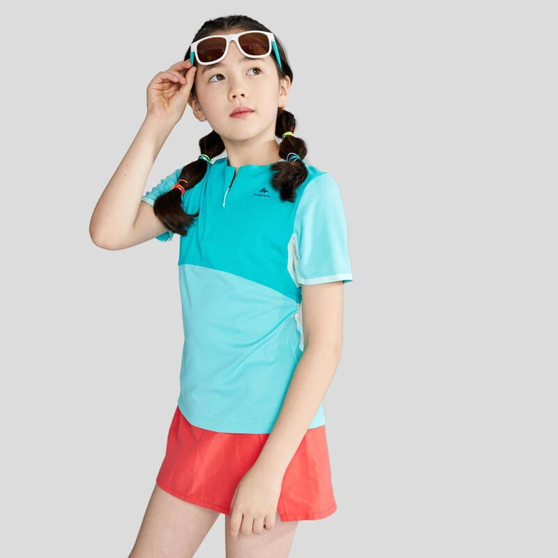 Camiseta De Montaña Y Trekking 1/2 Cremallera Niños Quechua Mh550 Verde 1 Camiseta De Montaña Y Trekking 1/2 Cremallera Niños Quechua Mh550 Verde