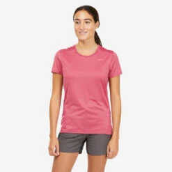 Camiseta De Montaña Y Trekking Manga Corta Mujer Quechua MH100 Gris -Quechua camiseta de montaa y trekking manga corta mujer quechua mh100 coral