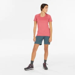 Camiseta De Montaña Y Trekking Manga Corta Mujer Quechua MH500 Rosa -Quechua camiseta de montaa y trekking manga corta mujer quechua mh500 rosa 2