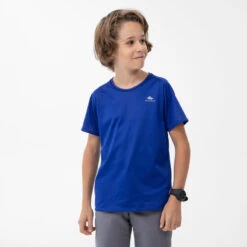 Camiseta De Montaña Y Trekking Manga Corta Niños 7-15 Años Quechua MH500 Azul M