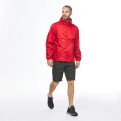 Chubasquero Impermeable De Montaña Y Trekking Hombre Quechua NH100 Rojo -Quechua chubasquero impermeable de montaa y trekking hombre quechua nh100 rojo 2