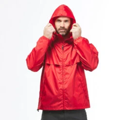 Chubasquero Impermeable De Montaña Y Trekking Hombre Quechua NH100 Rojo -Quechua chubasquero impermeable de montaa y trekking hombre quechua nh100 rojo 3