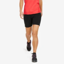 Pantalón Corto De Montaña Y Trekking Mujer Quechua MH500 Negro