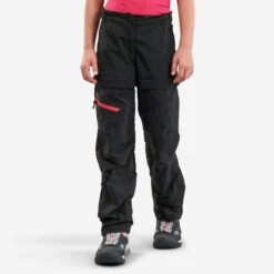 Pantalón De Montaña Y Trekking Desmontable Niños 7-15 Años Quechua MH500 Negro